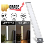 LED Motion Sensor Light,Under Counter Lighting, Wireless USB Rechargeable Kitchen Night Lights,Battery Powered Operated Light,54-LED Light for Wardrobe,Closets,Cabinet,Cupboard, 2 Count (Pack of 1) Silver-white Light 54 LED