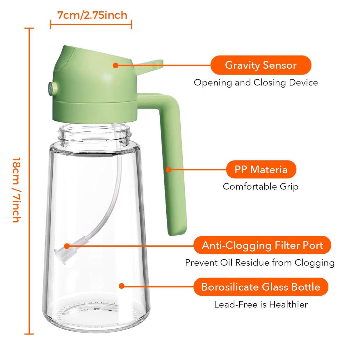 YARRAMATE Olive Oil Dispenser, 2 in 1 Sprayer for Cooking, 16oz/470ml...