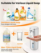 Automatic Soap Dispenser Touchless, USB Rechargeable Hand Soap Dispenser, 4 Adjustable Soap Levels, IPX5 Waterproof, 12.8oz/380ml, Countertop or Wall Mounted for Bathroom and Kitchen, White Liquid