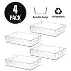 Clear Plastic Storage Bins, Pantry Organizers and Storage, Kitchen Organization and Storage Containers Bins for Organizing, Fridge, Freezer, Bathroom, Pantries, Medicine Cabinet Organizer Bin 4 10.8 X 7.9 X 3.4