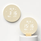 mooas Wood Moon Cordless Mini Digital LED Wall Clock, Date, Temperature Wood Moon (Cordless Mini)