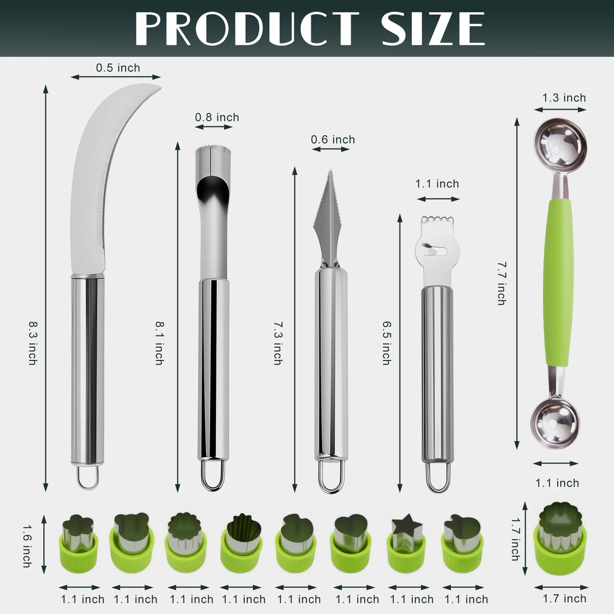 14Pcs Stainless Steel Fruits Vegetable Carving Tools Set 14 PCS