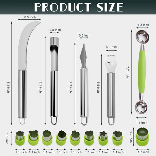 14Pcs Stainless Steel Fruits Vegetable Carving Tools Set 14 PCS
