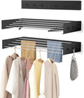 Wall Mounted Clothes Drying Rack - 31.5" Foldable Clothes Drying Rack Wall Mount, 5 Steel Rods With Knobs, Retractable Space-Saving Laundry Rack, Heavy Duty 60 lbs Capacity (Wall Template Included)