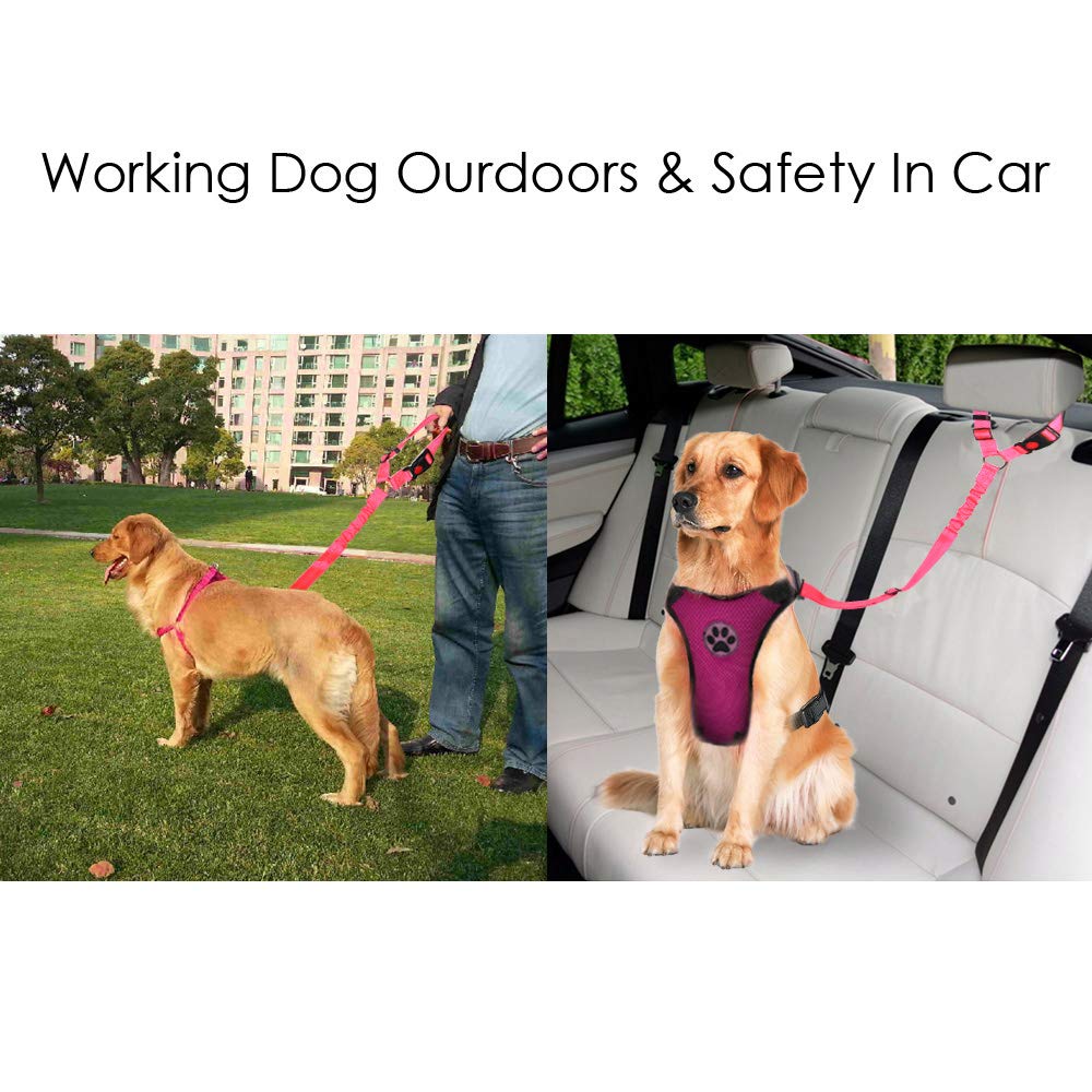 Lukovee Dog Car Seat Belt, 2 Pack, Headrest Restraint, Headrest A.Fluorescent Pink Headrest, 2 Pcs