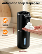 Automatic Soap Dispenser Touchless, USB Rechargeable Hand Soap Dispenser, 4 Adjustable Soap Levels, IPX5 Waterproof, 12.8oz/380ml, Countertop or Wall Mounted for Bathroom and Kitchen, White Liquid