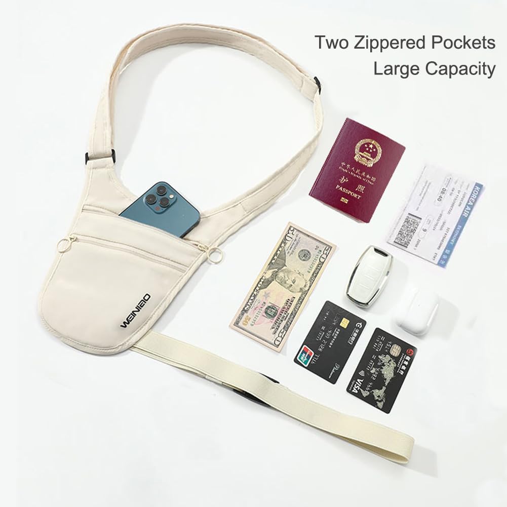 Money Belt for Travel Hidden Under Clothes, Anti-Theft Passport Holder & Travel Wallet Pouch for Men & Women (black) black