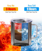 SUNWILL Insulated Coffee Mug, Stainless Steel 14 oz, Splash-Proof Lid Powder Coated Navy Blue 14 Ounces