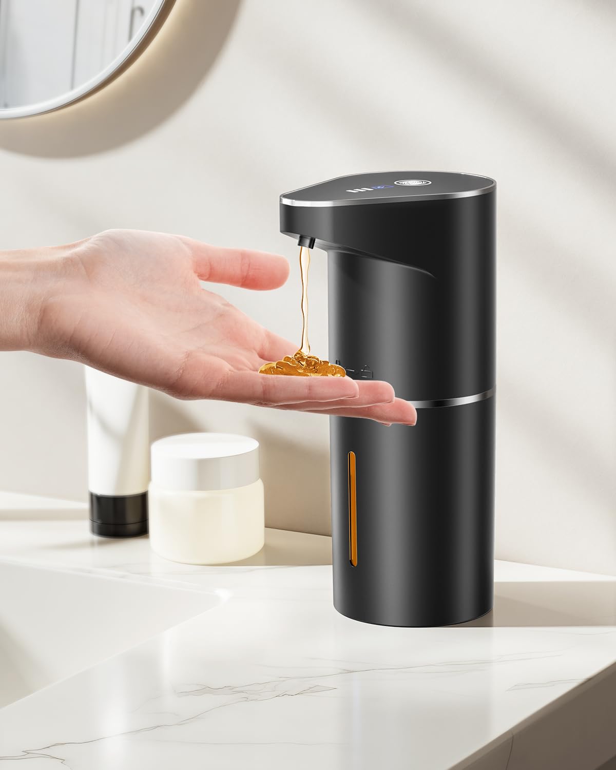 Fantictas Automatic Liquid Soap Dispenser, 3 Levels for Kitchen and Bath Black Gel