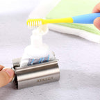 XYKEEY Toothpaste Tube Squeezer - Set of 2 Toothpaste Squeezer Rollers, Metal Toothpaste Tube Wringer Seat Holder Stand (Matt Black) Matt Black