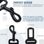 COOYOO Dog Seat Belt,3 Piece Set Retractable Dog Car Harness Adjustable for Vehicle Nylon Pet Safety Heavy Duty & Elastic Set 03-Black+Blue