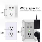 Wall Charger, Surge Protector, QINLIANF 5 Outlet Extender with 4 USB Ports Black 3U1C