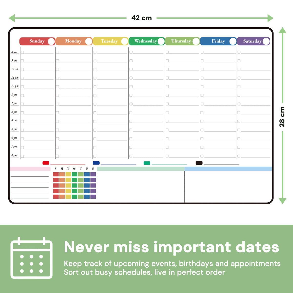Magnetic Dry Erase Weekly Calendar Board