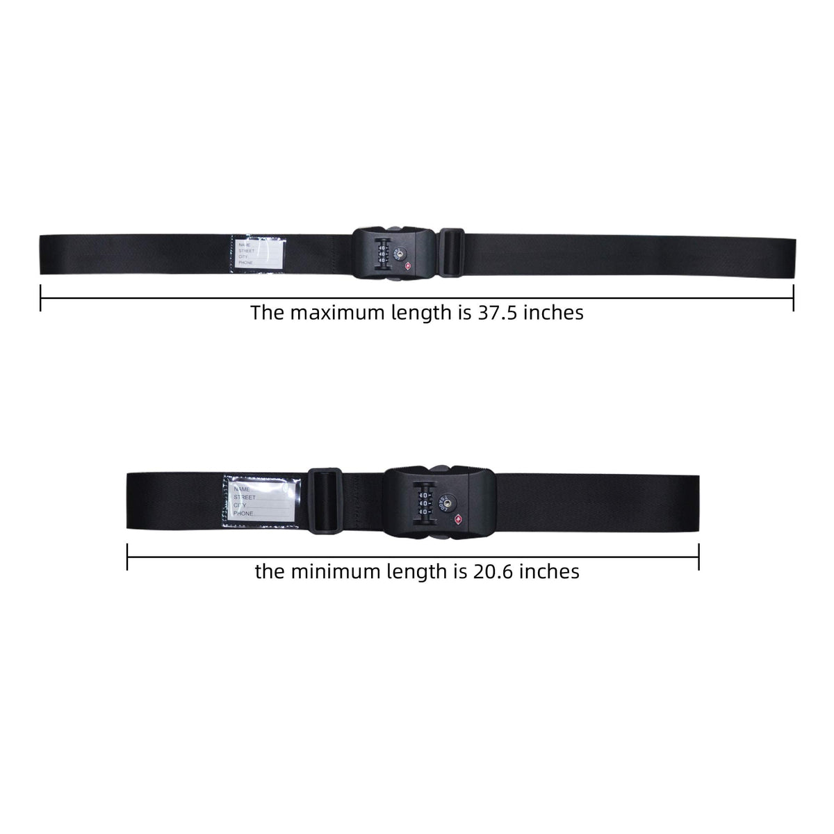 Heavy Duty Luggage Straps TSA Approved with Lock Adjustable Travel Belt for Suitcases (Grey) gray
