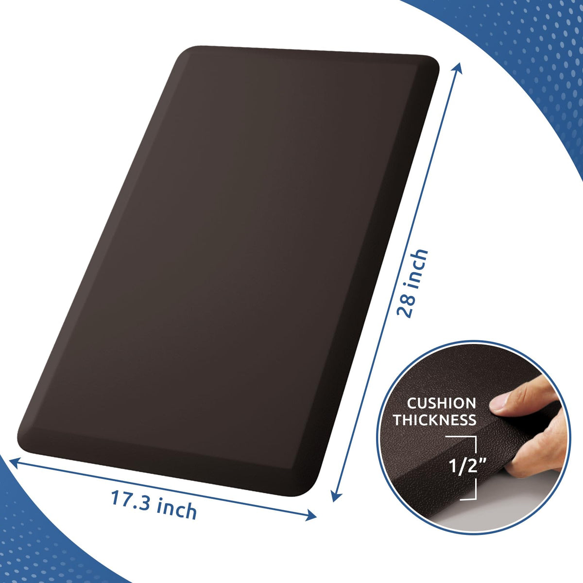 Kitchen Mat Cushioned Anti Fatigue Rug Standing and Comfort Floor Mats Chocolate 39"L x 17.3"W x 0.5"Th