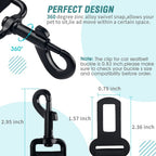 COOYOO Dog Seat Belt,3 Piece Set Retractable Dog Car Harness Adjustable for Vehicle Nylon Pet Safety Heavy Duty & Elastic Set 03-Black+Blue