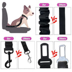 COOYOO Dog Seat Belt,3 Piece Set Retractable Dog Car Harness Adjustable for Vehicle Nylon Pet Safety Heavy Duty & Elastic Set 03-Black+Blue