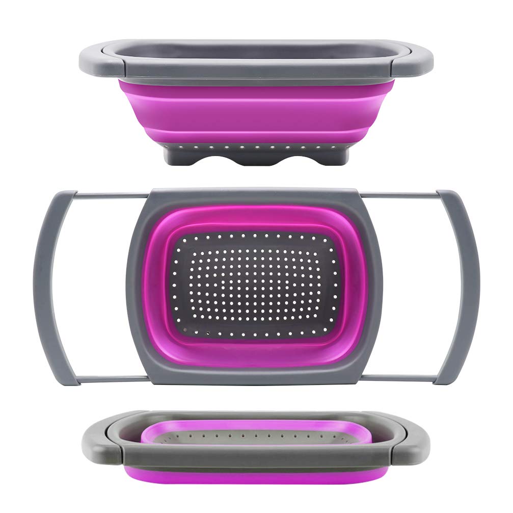 Qimh Colander collapsible, Strainer Over The Sink Vegetable Fruit...