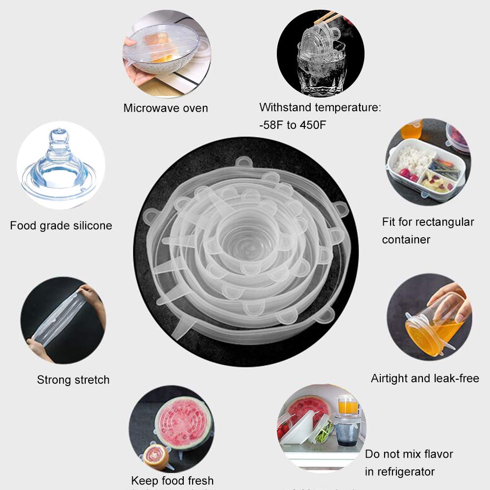 Longzon Silicone Stretch Lids 14 Pack Include 2Pcs Size up to 9.8'' Dia