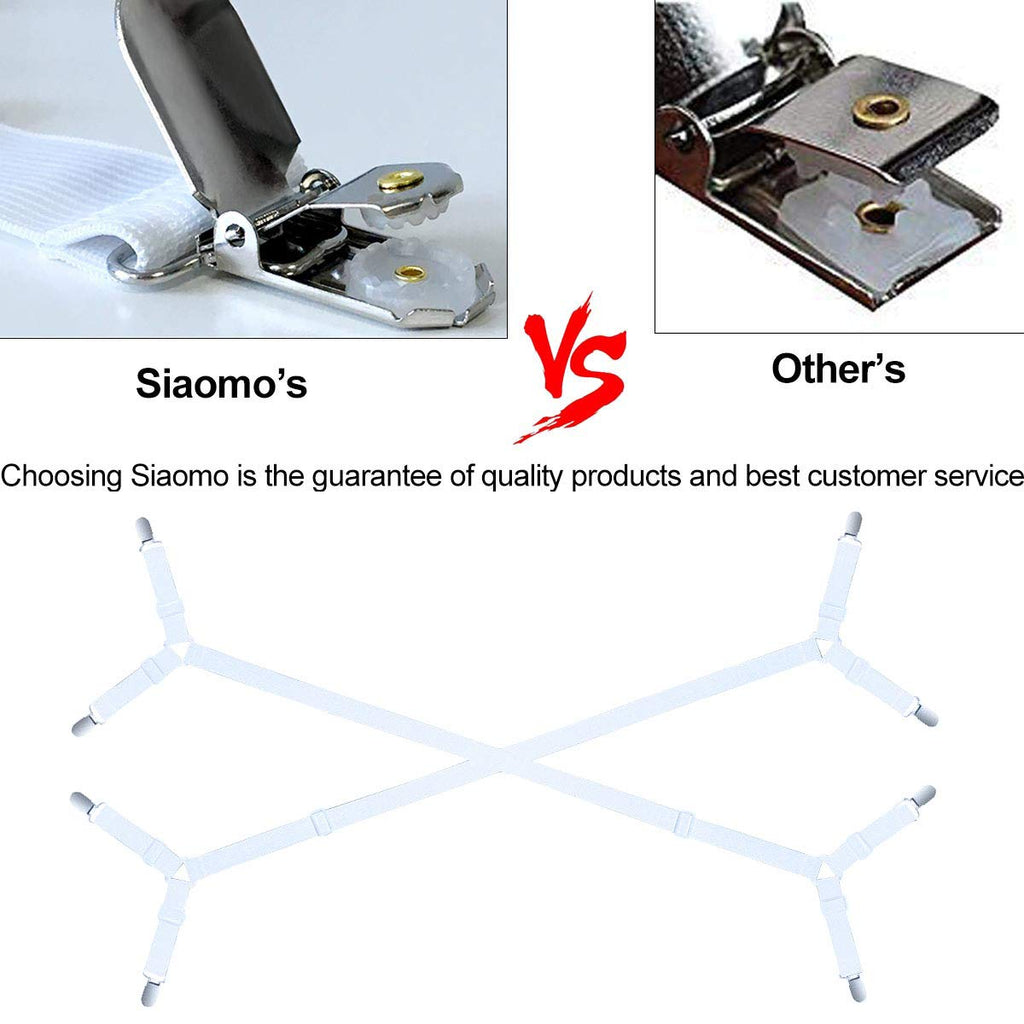 Siaomo Bed Sheet Fasteners Straps - 2 Way Adjustable Crisscross Corner...