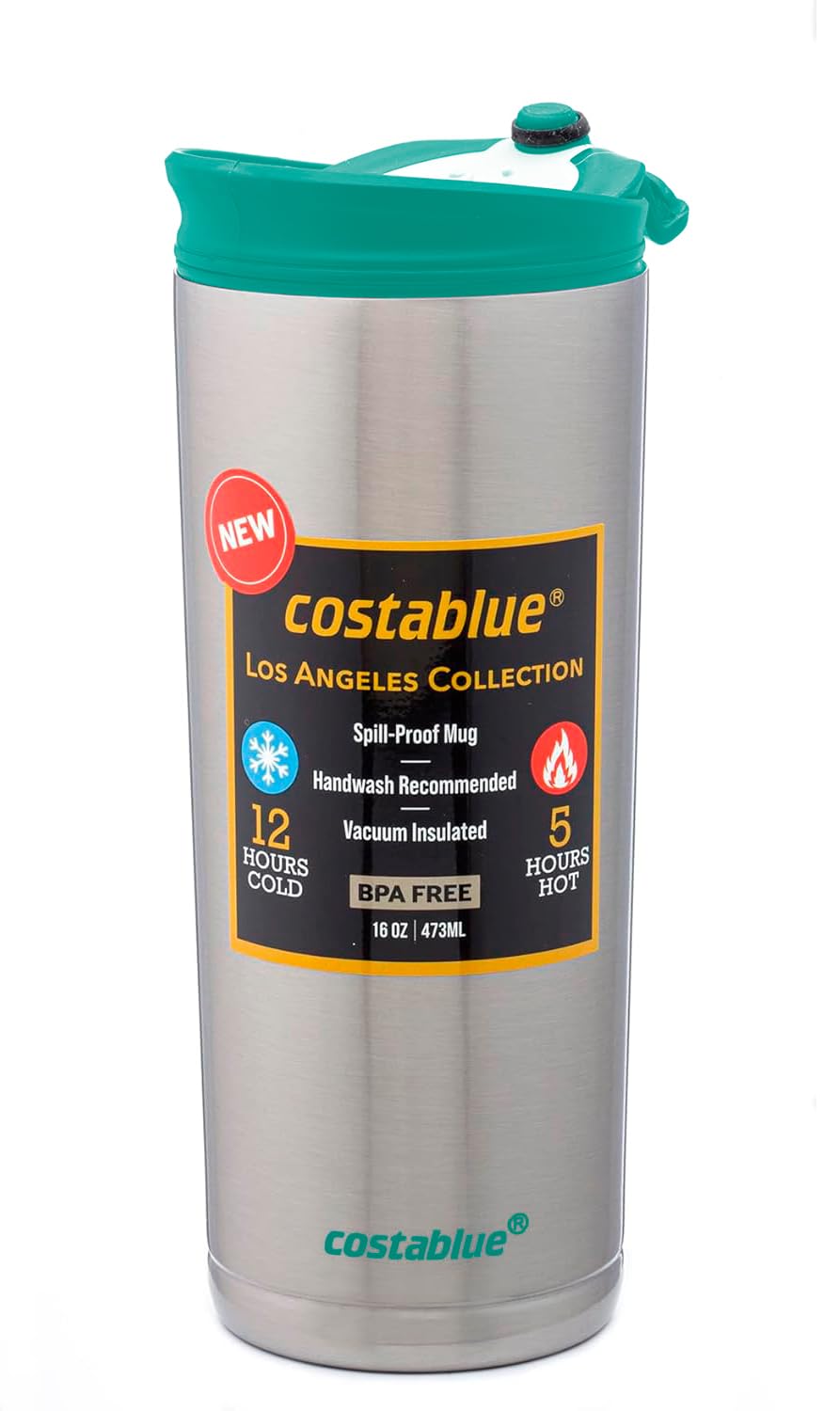 Travel Coffee Mug - 16 Oz. Stainless Steel Insulated Coffee Mug, Leak Proof Tumbler w/Dishwasher Safe Lid, Double Wall Travel Coffee Cup, Reusable Insulated Tumbler for Hot & Cold Beverages… Agata Grey Lid