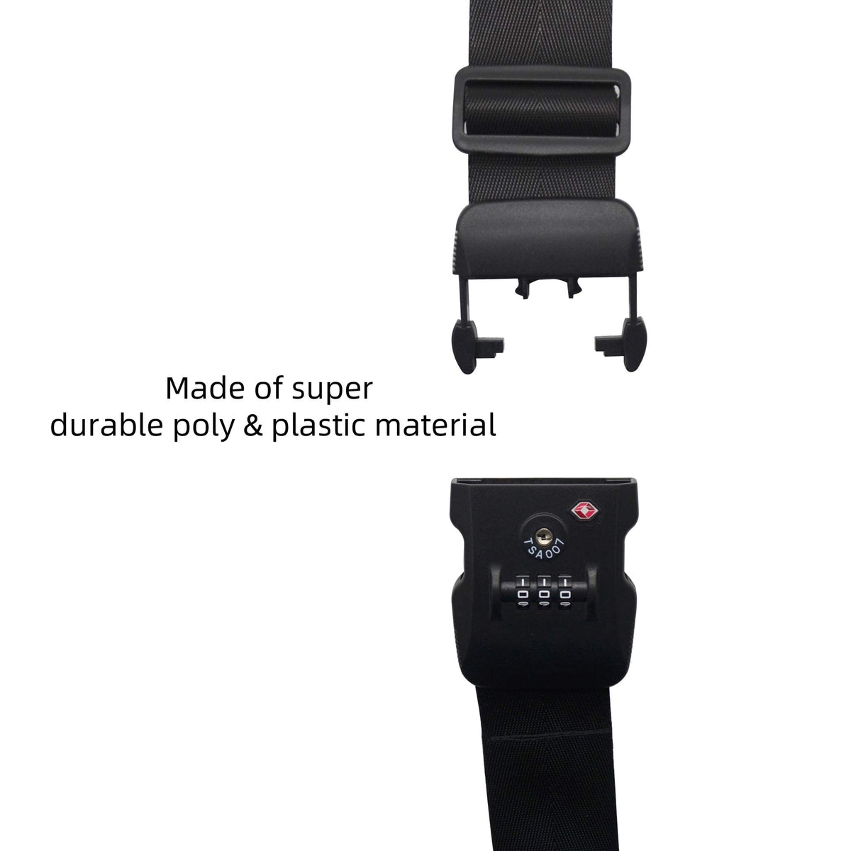 Heavy Duty Luggage Straps TSA Approved with Lock Adjustable Travel Belt for Suitcases (Grey) gray