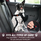 COOYOO Dog Seat Belt,3 Piece Set Retractable Dog Car Harness Adjustable for Vehicle Nylon Pet Safety Heavy Duty & Elastic Set 03-Black+Blue