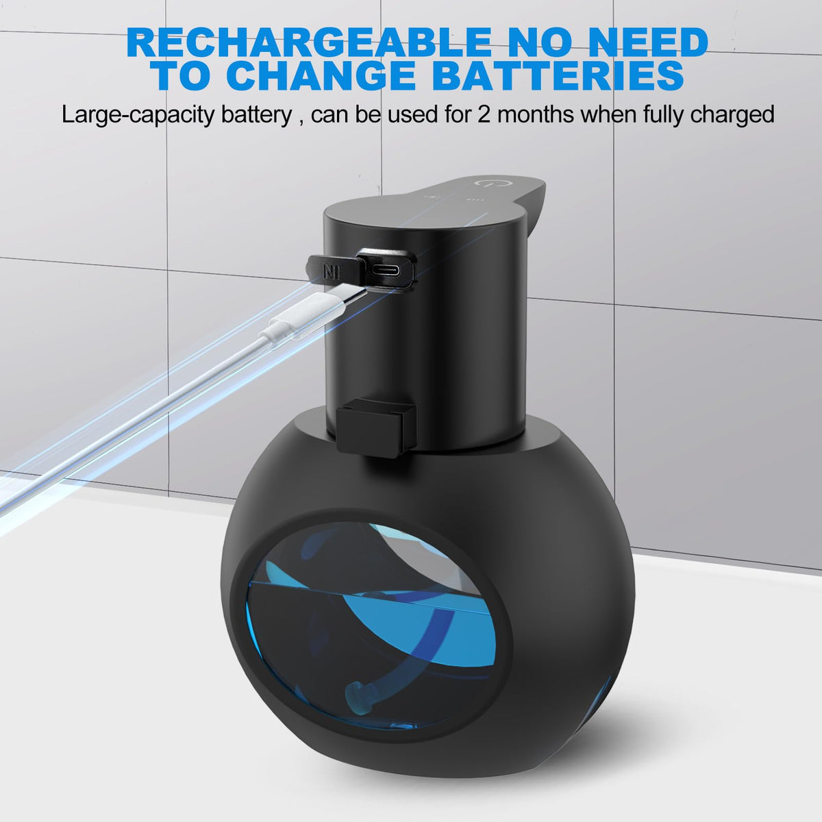 Automatic Foaming Soap Dispenser, 15oz/420ml Smart Hand Soap Dispensers, Touchless Wall Mount with 4-Level Adjustable, Rechargeable Foaming Hand Soap Dispenser for Bathroom Kitchen Office Black 1