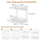 Under Sink Organizer for Kitchen and Bathroom Cabinets Pull Out Storage White 2 Pack 2Tier