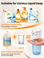 Automatic Soap Dispenser Touchless, USB Rechargeable Hand Soap Dispenser, 4 Adjustable Soap Levels, IPX5 Waterproof, 12.8oz/380ml, Countertop or Wall Mounted for Bathroom and Kitchen, White Liquid