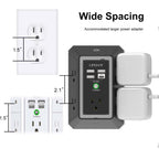 Wall Charger, Surge Protector, QINLIANF 5 Outlet Extender with 4 USB Ports Black 3U1C