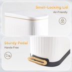 SYNCVIBE Slim Bathroom Trash Can with Soft Close Lid, 3.5 Gal, Matt White 3.5 Gallons
