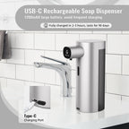 Automatic Liquid Soap Dispenser Touchless, USB Rechargeable Smart Hand Soap Dispenser, 13.5oz/400ml, 3-Level Adjustable, Compatible with Thick Thin Dish Soap for Bathroom Kitchen, Clog-Free (Gold) Gold