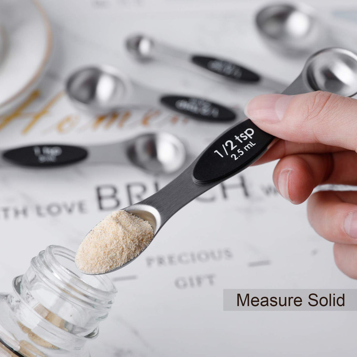 Magnetic Stainless Steel Dual-Sided Measuring Spoons Set