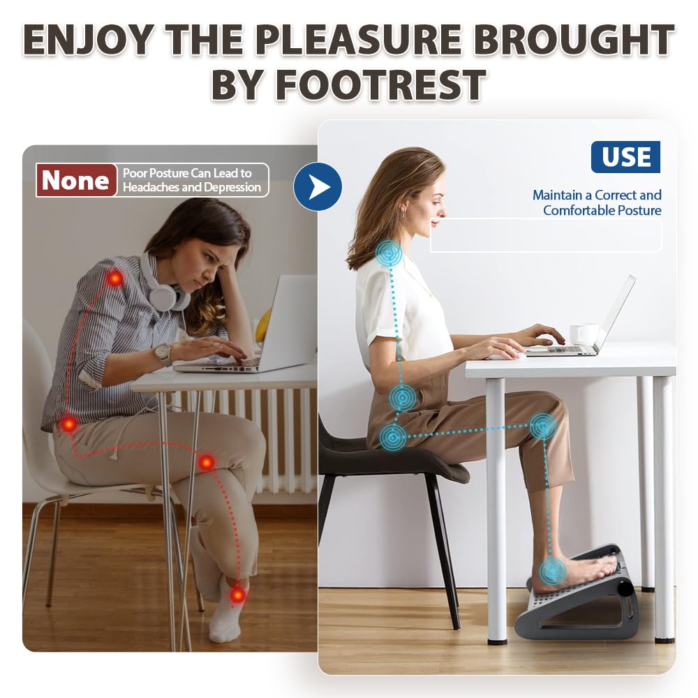 Adjustable Foot Rest Under Desk for Ergonomic Support at Work