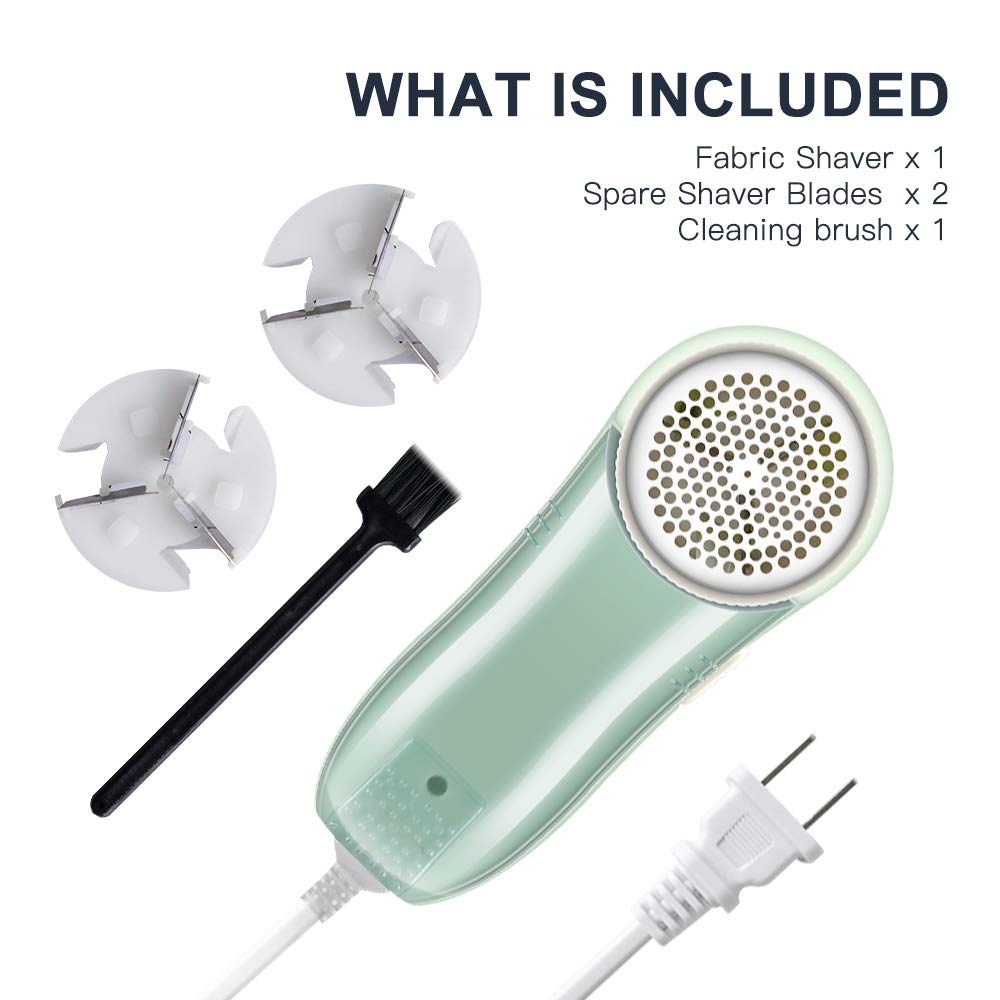 Fabric Shaver, Fuzz Balls Pills Lint Remover, AC120V Plug and Play Honeydew Mint Green