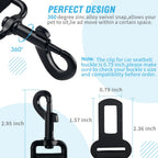 COOYOO Dog Seat Belt,3 Piece Set Retractable Dog Car Harness Adjustable for Vehicle Nylon Pet Safety Heavy Duty & Elastic Set 03-Black+Blue