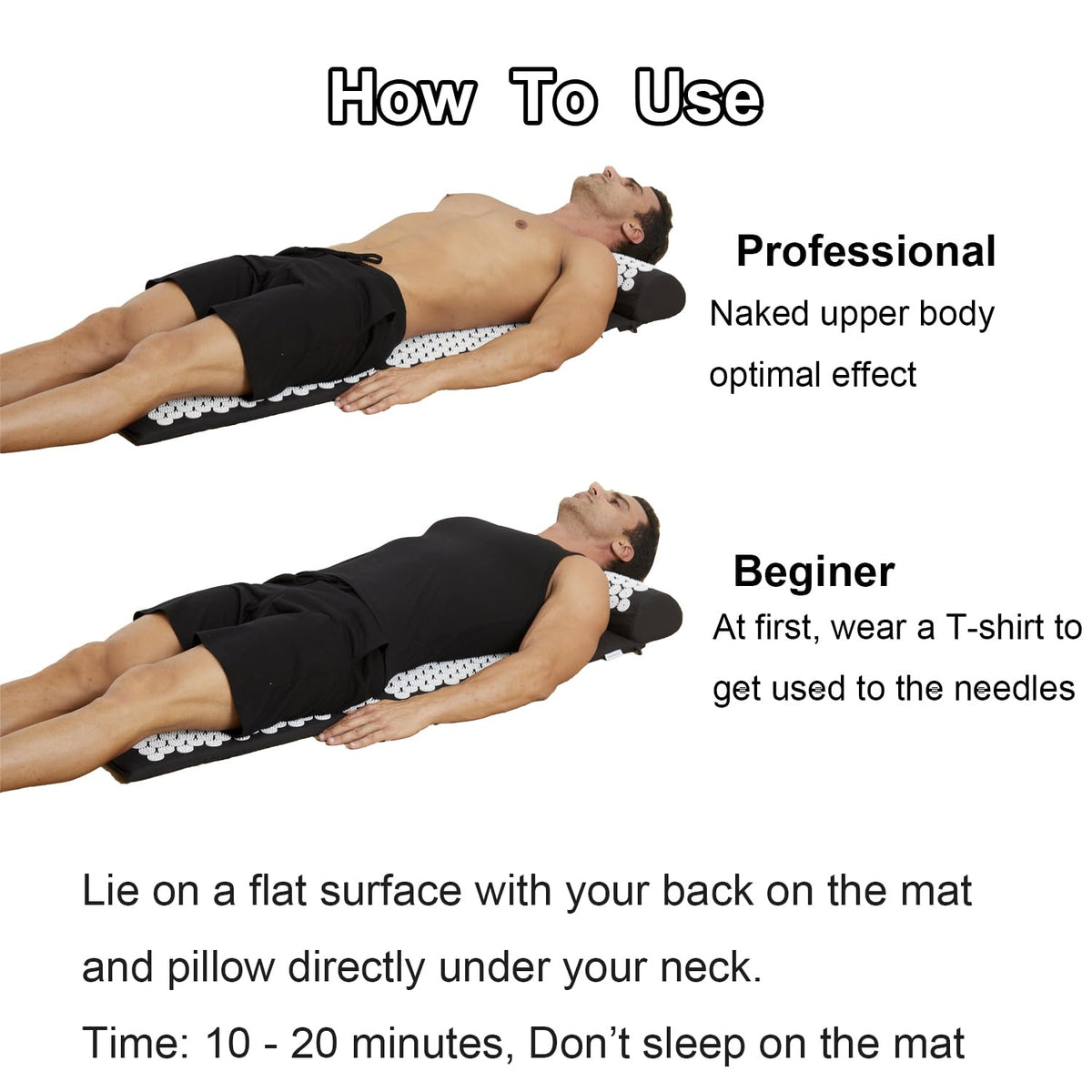 Acupressure Mat and Pillow Set with Carry Bag