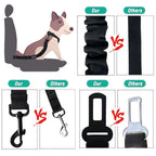 COOYOO Dog Seat Belt,3 Piece Set Retractable Dog Car Harness Adjustable for Vehicle Nylon Pet Safety Heavy Duty & Elastic Set 03-Black+Blue
