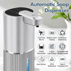 Automatic Soap Dispenser, Foaming Soap Dispenser Touchless with Continuous Dispensing, 4-Level Adjustable, Rechargeable Hand Soap Dispensers, Wall Mounted or Countertop for Bathroom & Kitchen Gold
