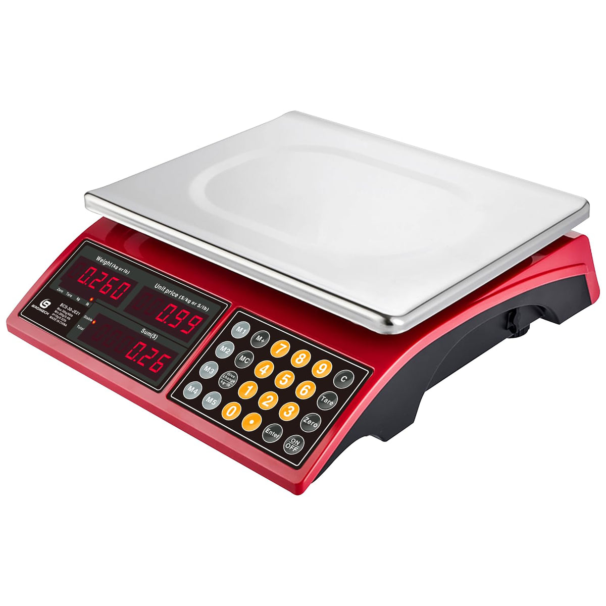 Price Computing Scale 66lb Digital Commercial Produce Scale Stainless Steel Scale Pan-Large Size