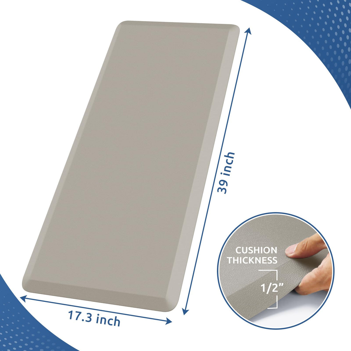 Kitchen Mat Cushioned Anti Fatigue Rug Standing and Comfort Floor Mats Chocolate 39"L x 17.3"W x 0.5"Th