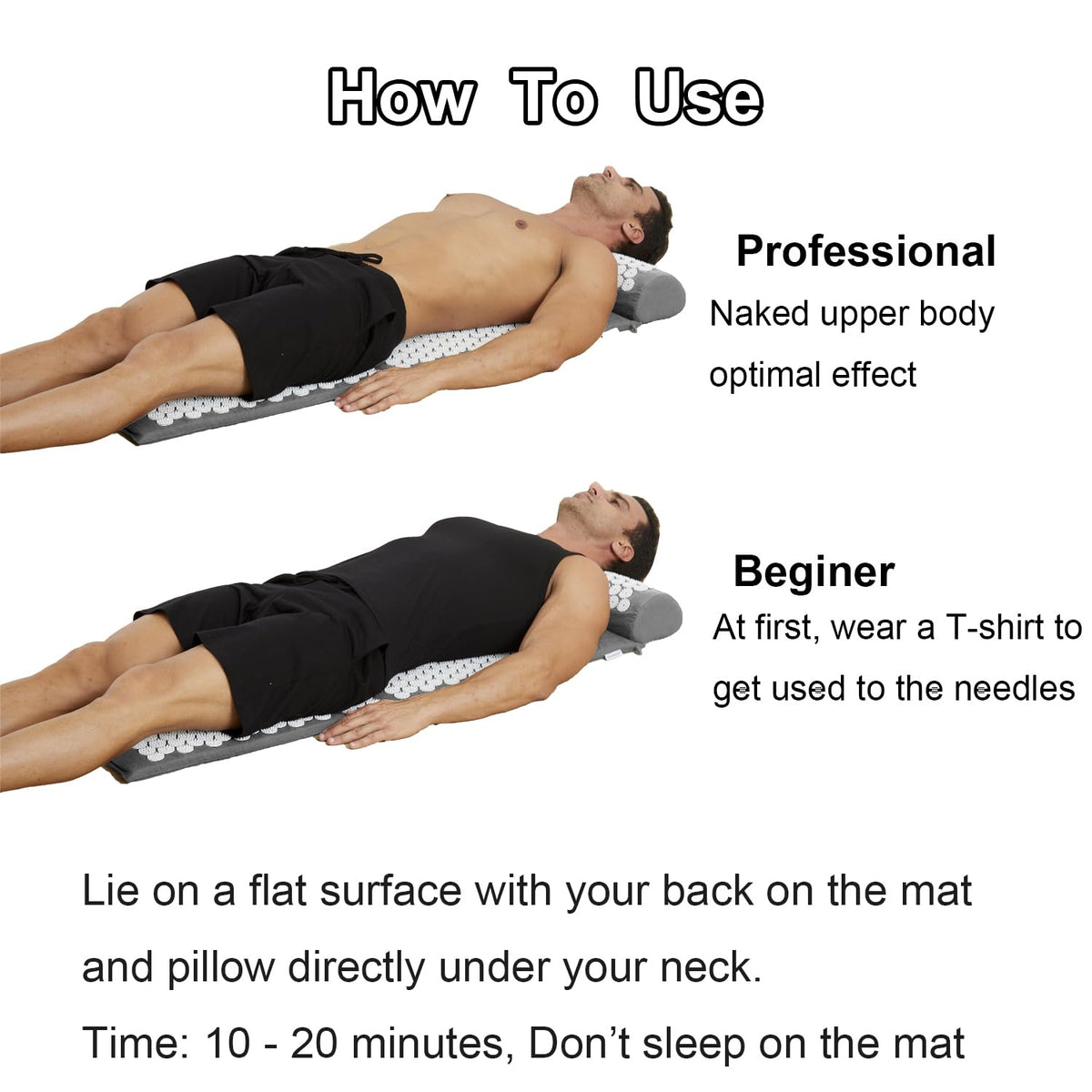 Acupressure Mat and Pillow Set with Carry Bag