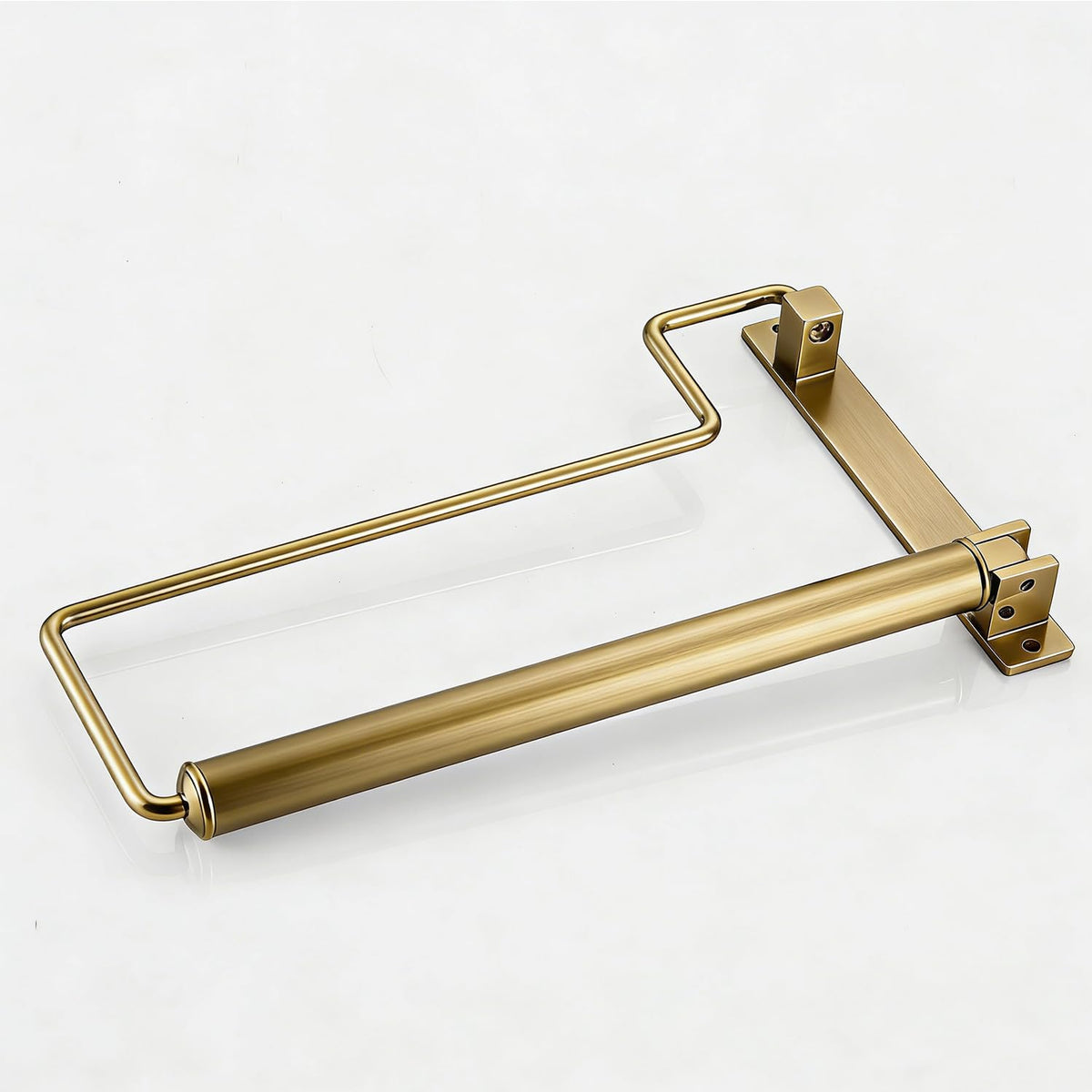 NEWRAIN Folding Wall Mounted Clothes Hanger Rack Clothes Hook Solid Brass with Swing Arm Holder Clothing Hanging System Closet Storage Organizer Heavy Duty Drying Rack Wall Mount,Brushed Gold Triangle Brushed Gold