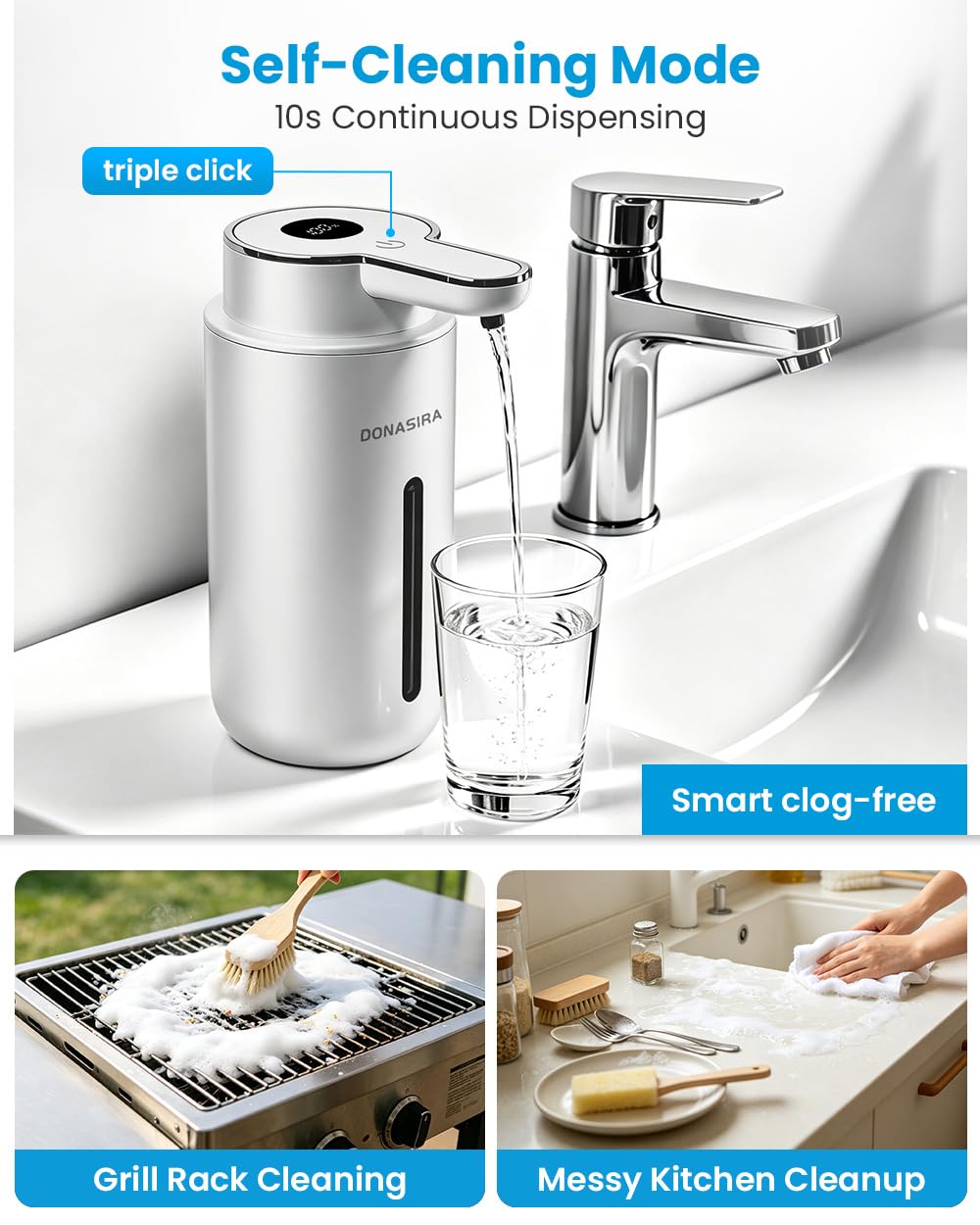 Touchless Automatic Liquid Soap Dispenser, Rechargeable White