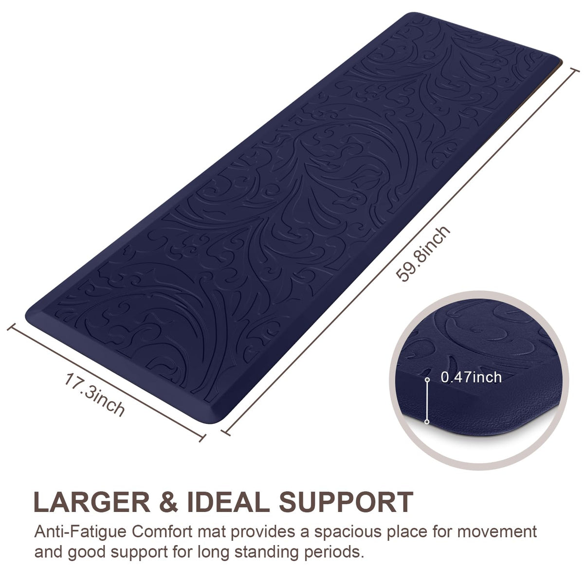 Kitchen Mat Cushioned Anti-Fatigue Comfort Standing Mat Rug for Home,Office Black 1'5" x 2'4" (Rectangular)
