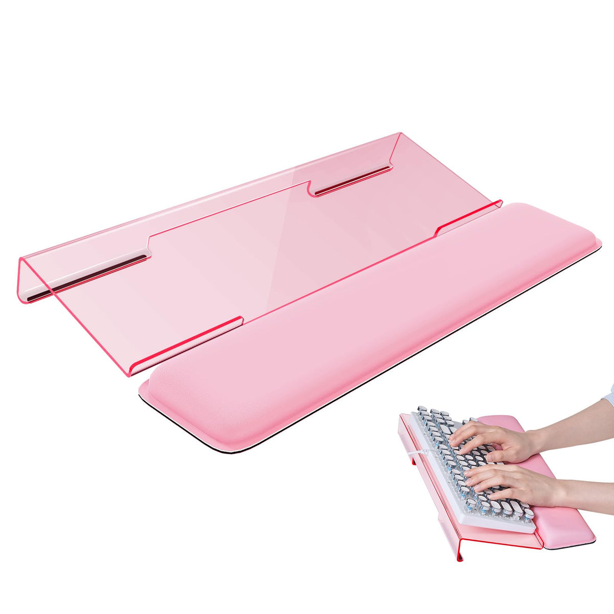 Laborio Computer Keyboard Wrist Rest, Keyboard Riser Stand for Desktop Purple Keyboard Stand With Wrist Rest