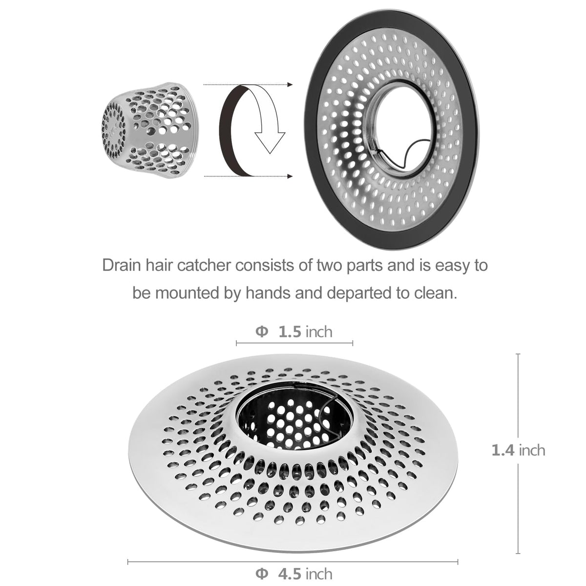 LEKEYE Drain Hair Catcher/Bathtub Shower Trap/Strainer Stainless...