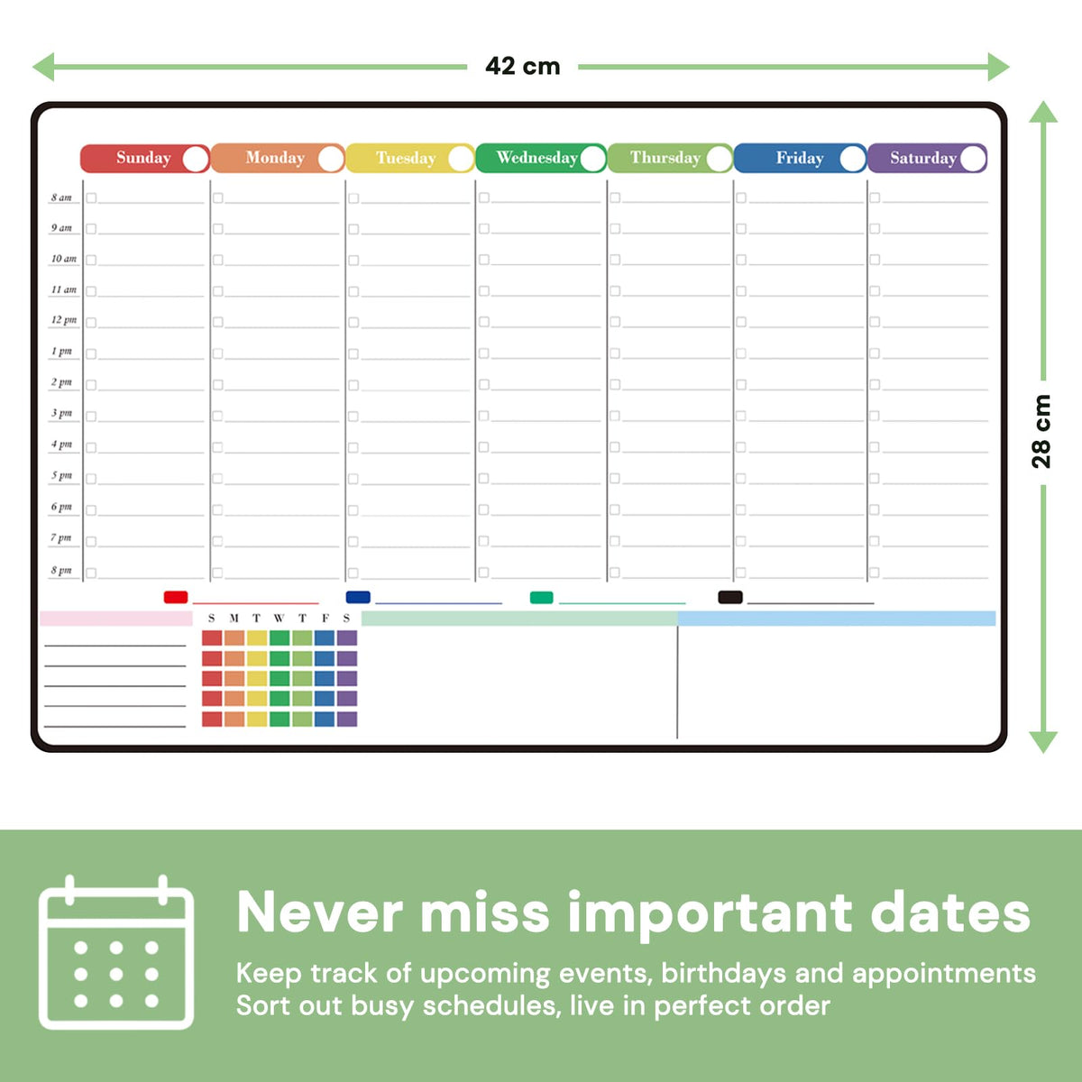 Magnetic Dry Erase Weekly Calendar Board