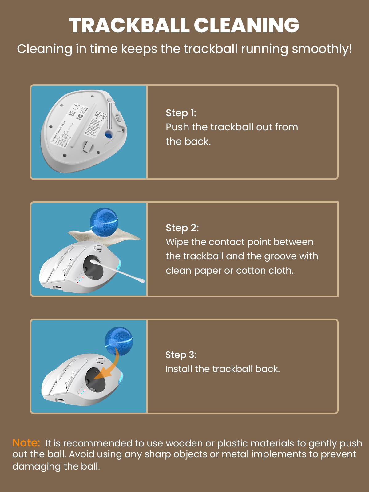 Ergonomic Wireless Trackball Mouse, Rechargeable Adjustable 0°/18° Angle Gray ball